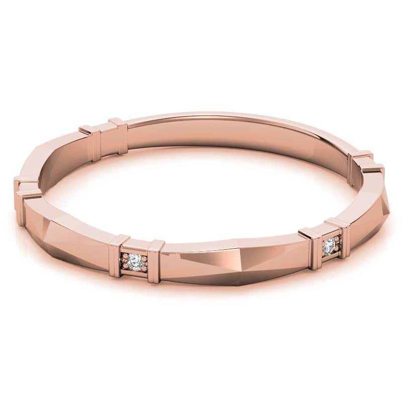 Geometrical Moissanite Round Stackable Band