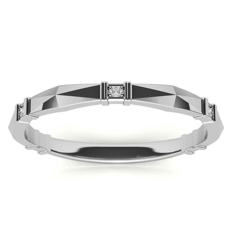 Geometrical Moissanite Round Stackable Band