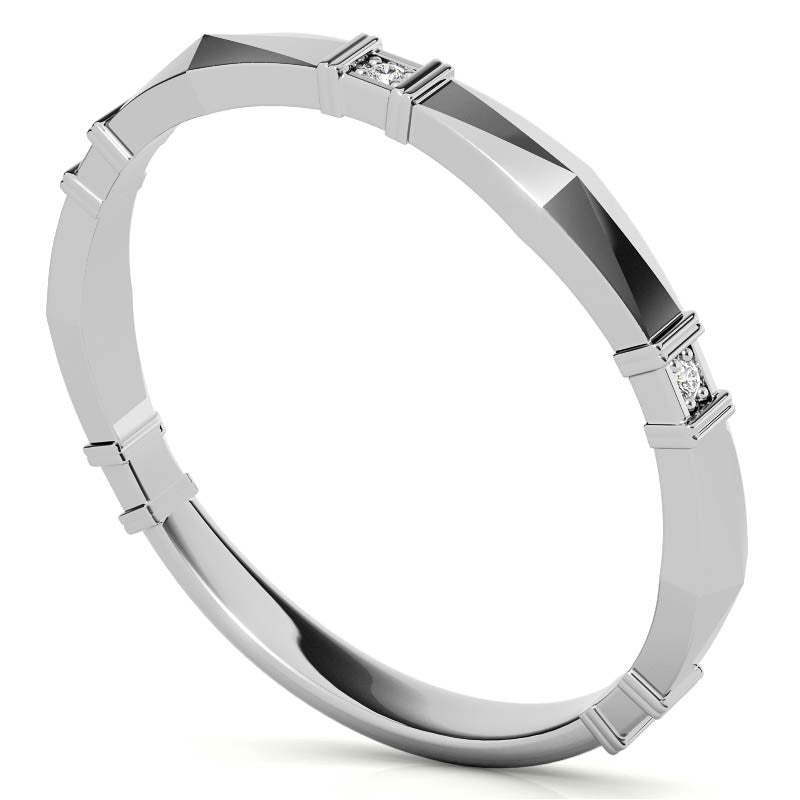 Geometrical Moissanite Round Stackable Band
