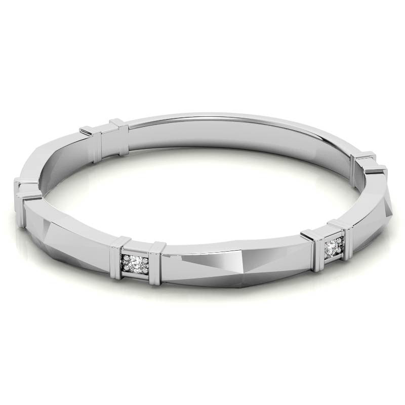Geometrical Moissanite Round Stackable Band
