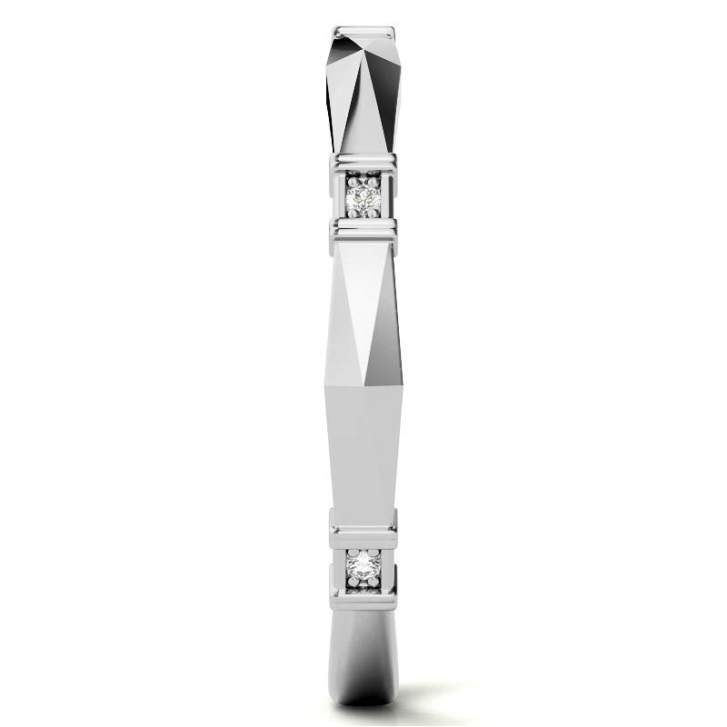 Geometrical Moissanite Round Stackable Band