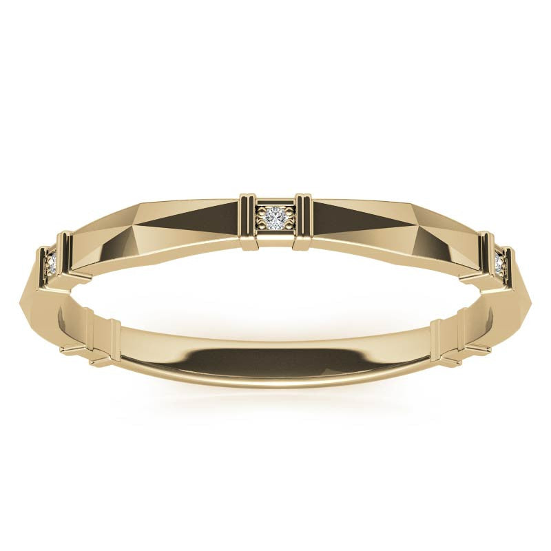 Geometrical Moissanite Round Stackable Band