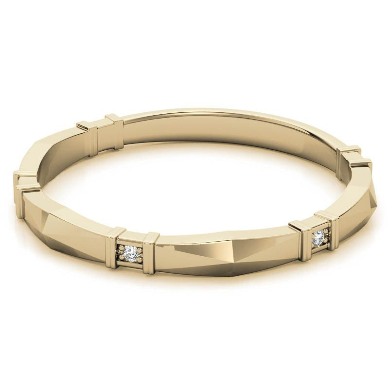 Geometrical Moissanite Round Stackable Band