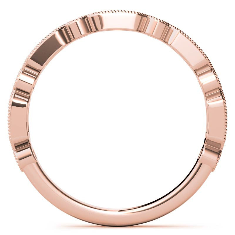 Baguette and Round Brilliant Moissanite Stackable Band with Milgrain