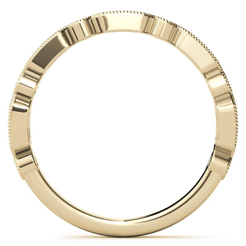 Baguette and Round Brilliant Moissanite Stackable Band with Milgrain