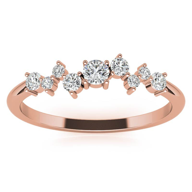 Petite Round Zig-Zag Pattern Moissanite Stackable Ring
