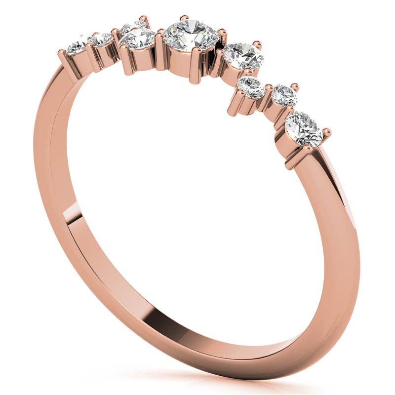 Petite Round Zig-Zag Pattern Moissanite Stackable Ring