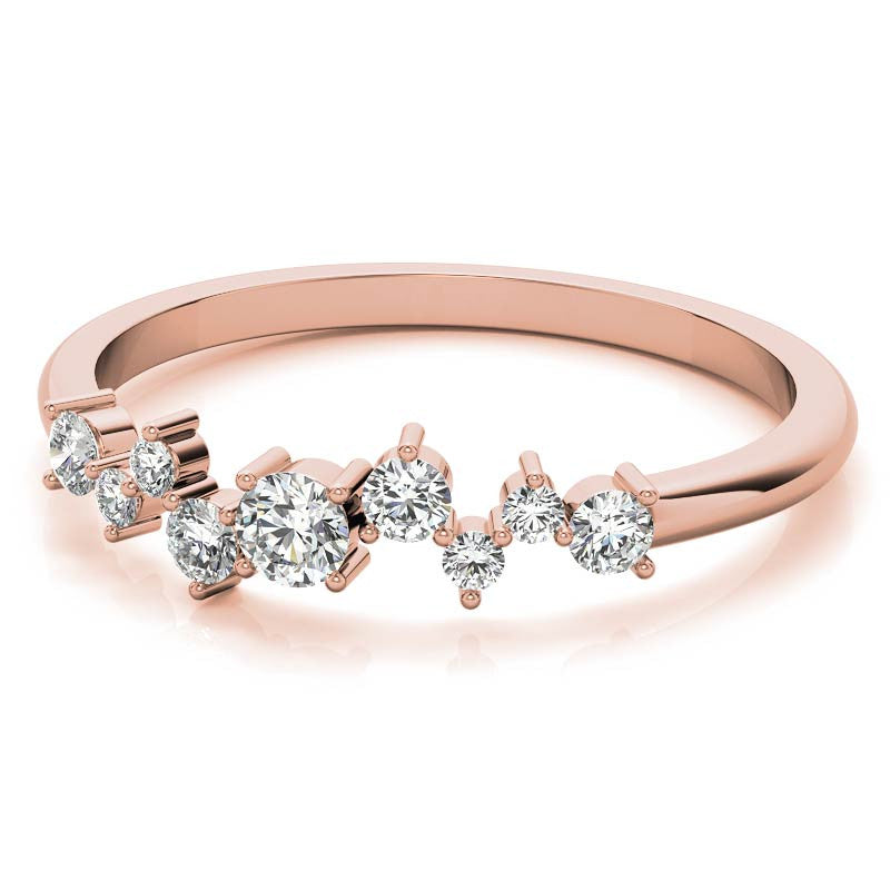 Petite Round Zig-Zag Pattern Moissanite Stackable Ring