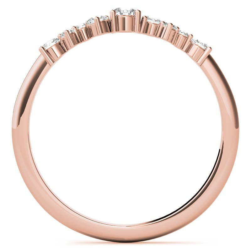 Petite Round Zig-Zag Pattern Moissanite Stackable Ring