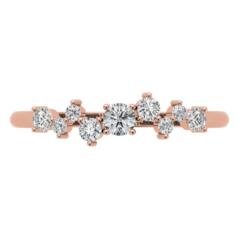 Petite Round Zig-Zag Pattern Moissanite Stackable Ring