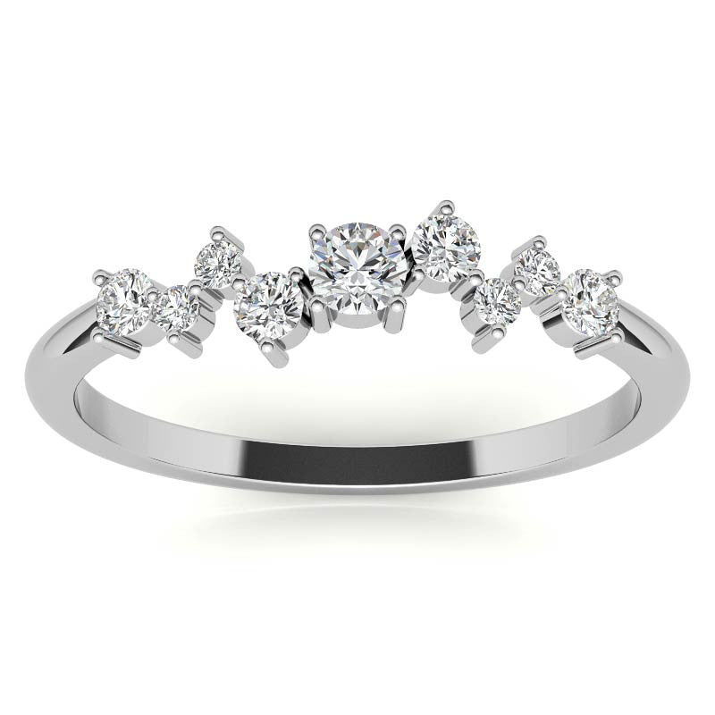 Petite Round Zig-Zag Pattern Moissanite Stackable Ring