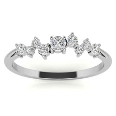 Petite Round Zig-Zag Pattern Moissanite Stackable Ring