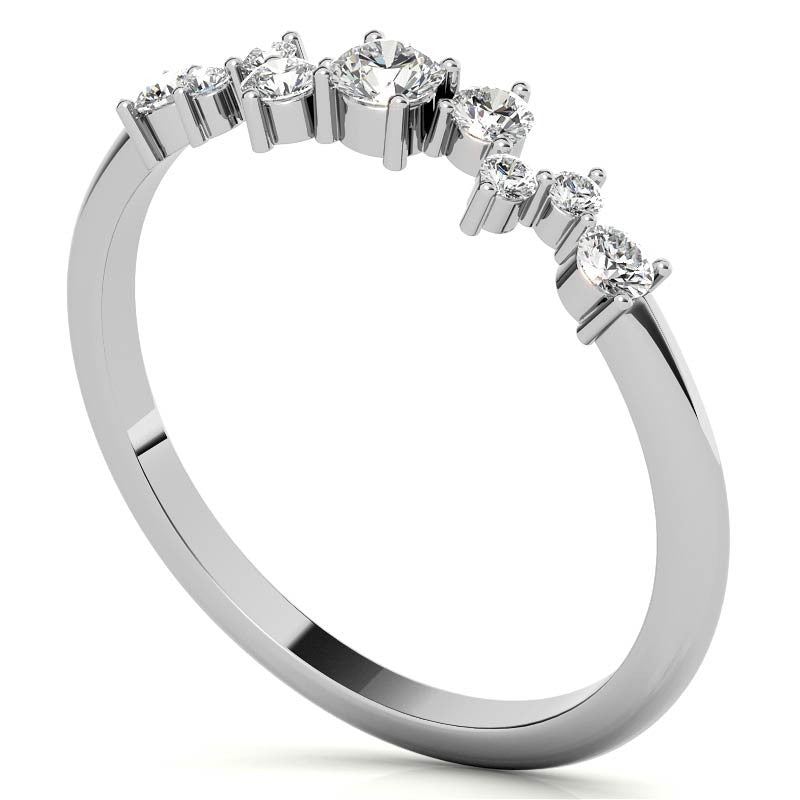 Petite Round Zig-Zag Pattern Moissanite Stackable Ring