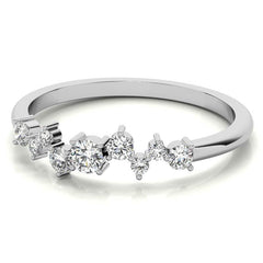 Petite Round Zig-Zag Pattern Moissanite Stackable Ring