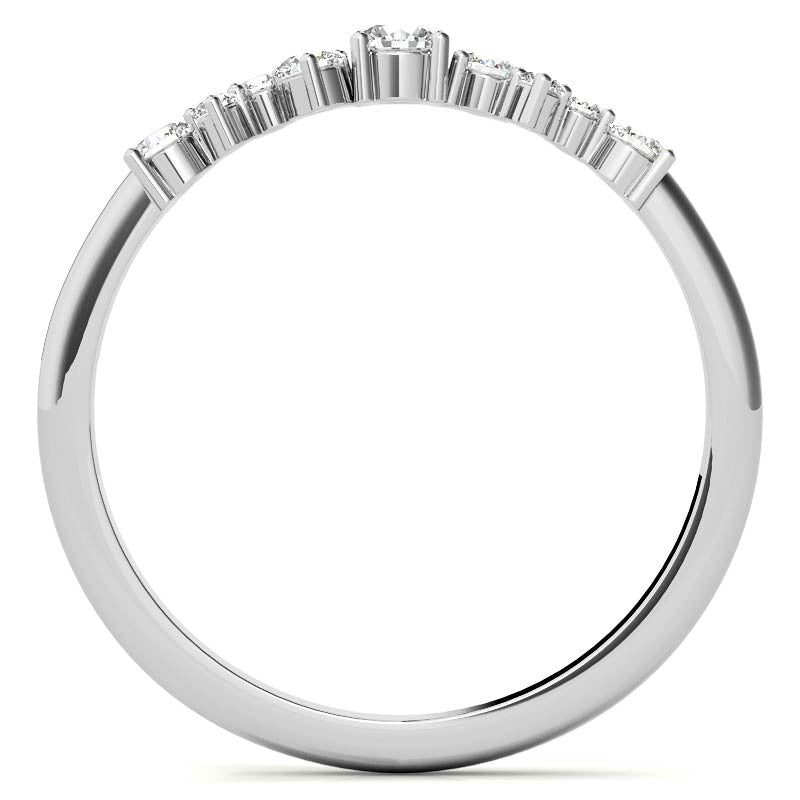 Petite Round Zig-Zag Pattern Moissanite Stackable Ring