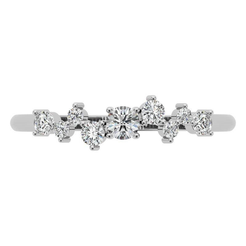 Petite Round Zig-Zag Pattern Moissanite Stackable Ring