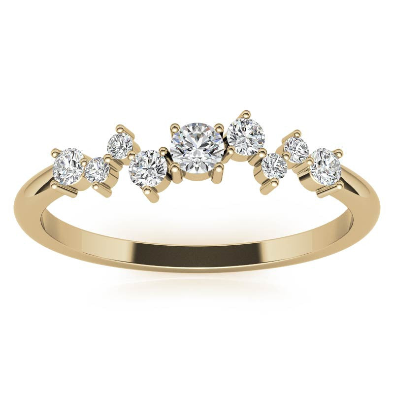 Petite Round Zig-Zag Pattern Moissanite Stackable Ring