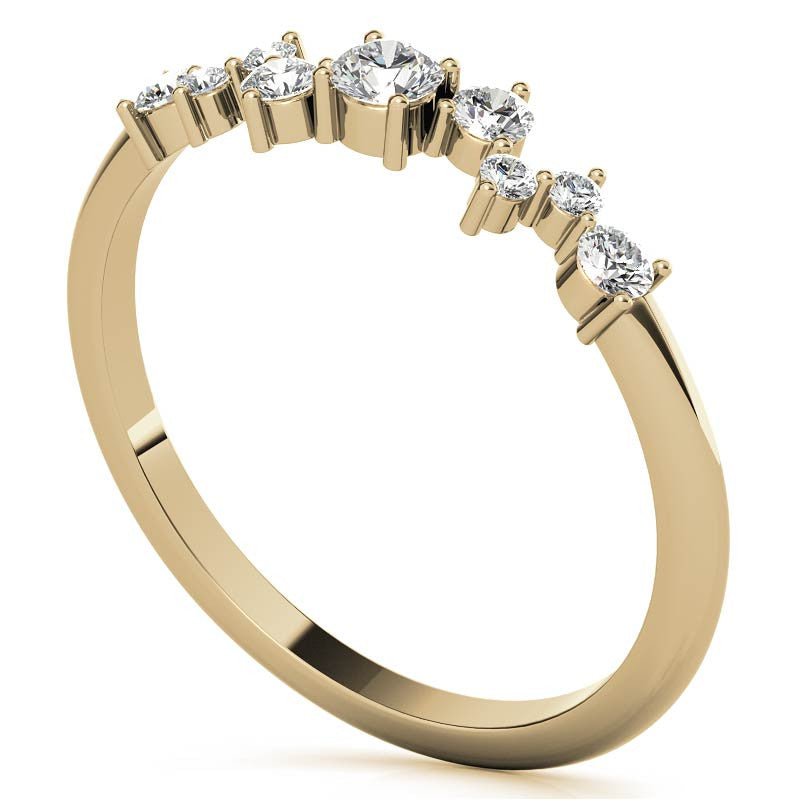 Petite Round Zig-Zag Pattern Moissanite Stackable Ring