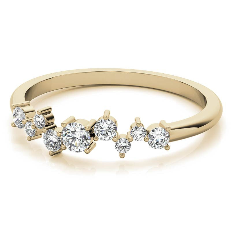 Petite Round Zig-Zag Pattern Moissanite Stackable Ring