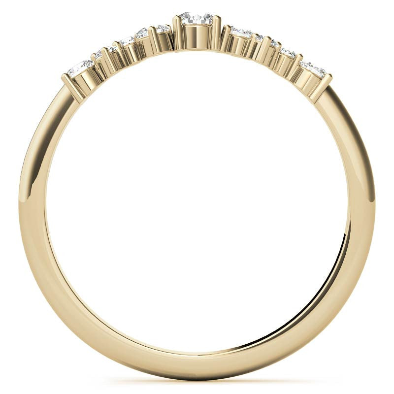 Petite Round Zig-Zag Pattern Moissanite Stackable Ring