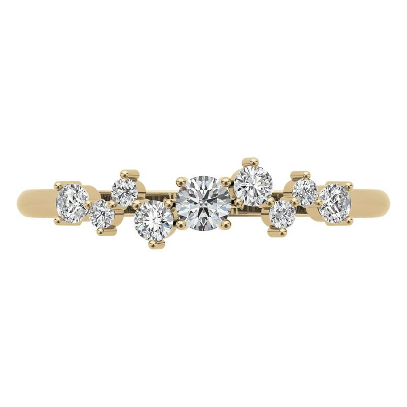 Petite Round Zig-Zag Pattern Moissanite Stackable Ring