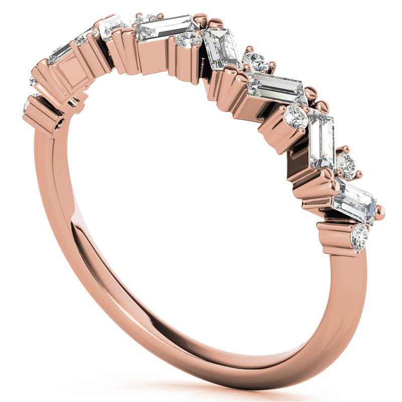 Round and Baguette Moissanite Stackable Band