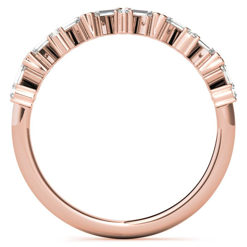 Round and Baguette Moissanite Stackable Band
