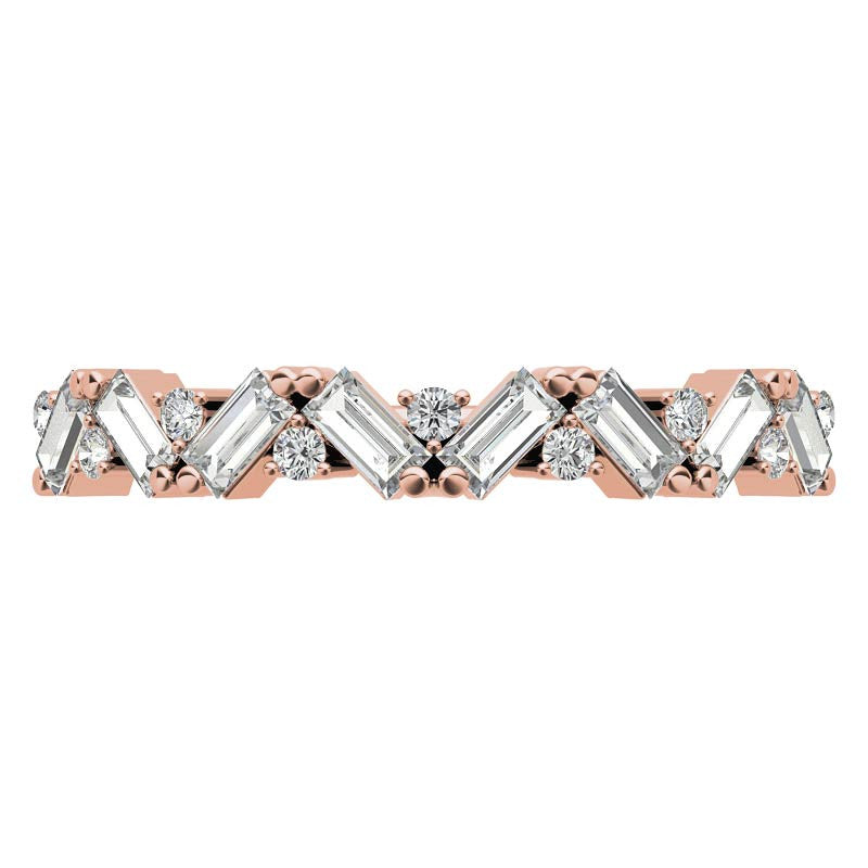 Round and Baguette Moissanite Stackable Band