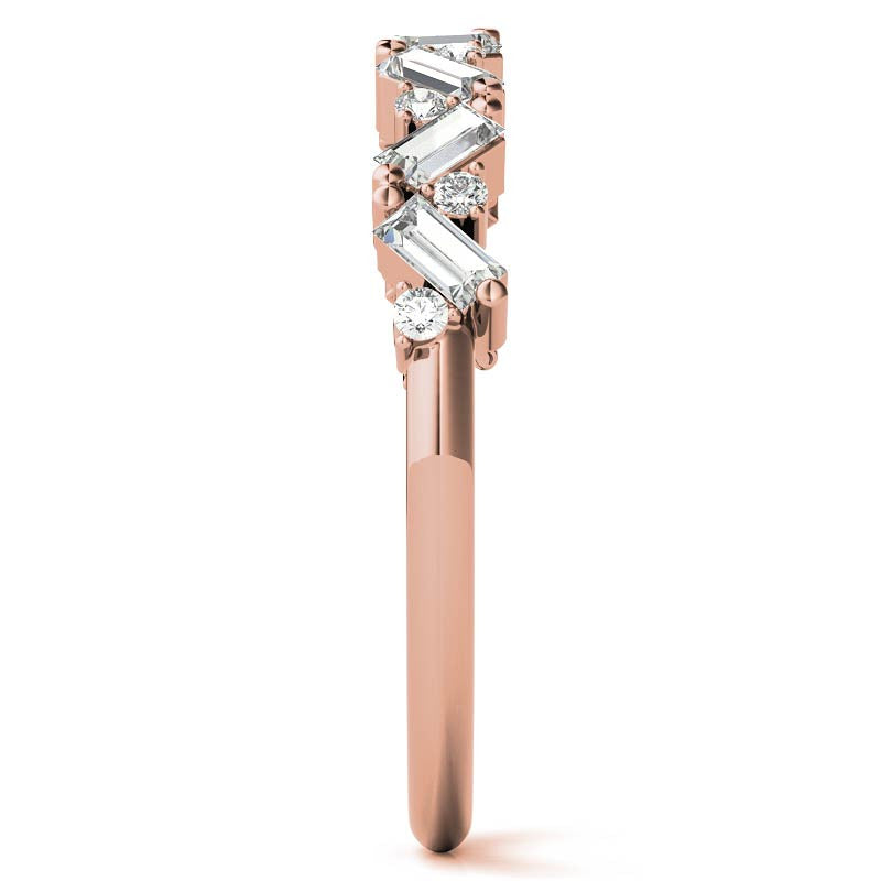 Round and Baguette Moissanite Stackable Band