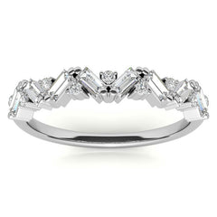 Round and Baguette Moissanite Stackable Band