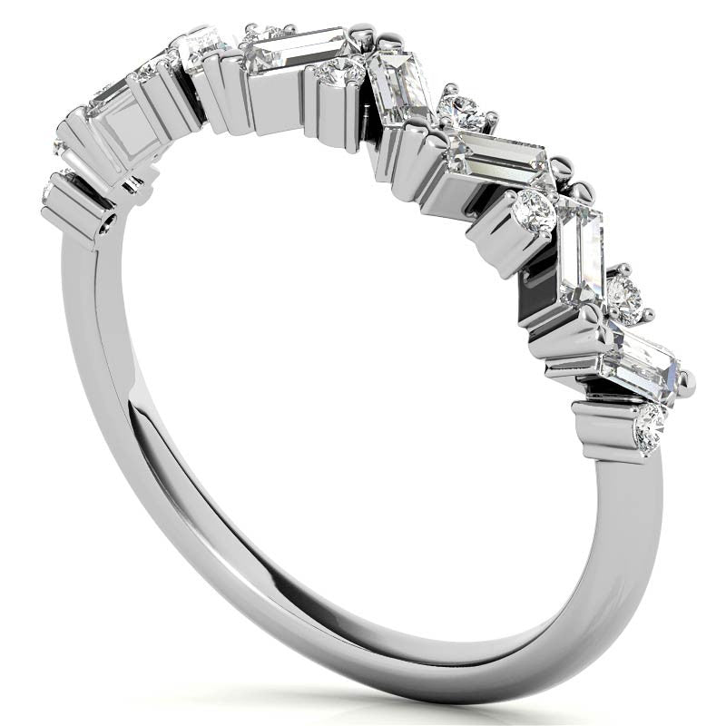Round and Baguette Moissanite Stackable Band