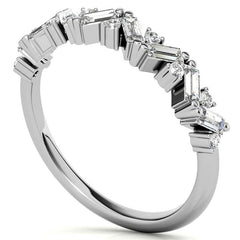 Round and Baguette Moissanite Stackable Band