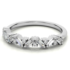 Round and Baguette Moissanite Stackable Band