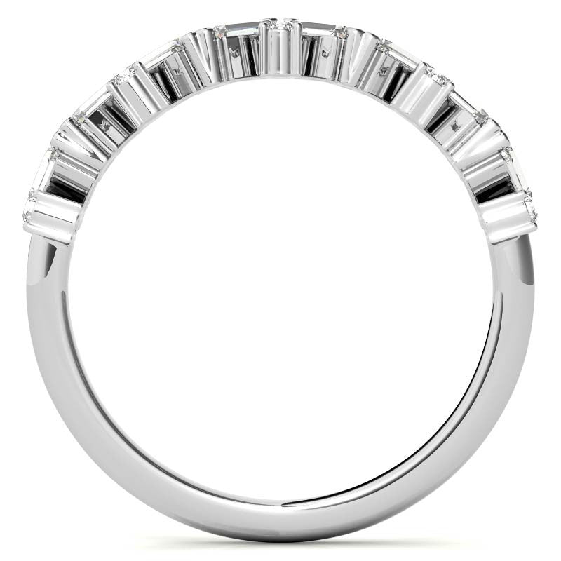 Round and Baguette Moissanite Stackable Band