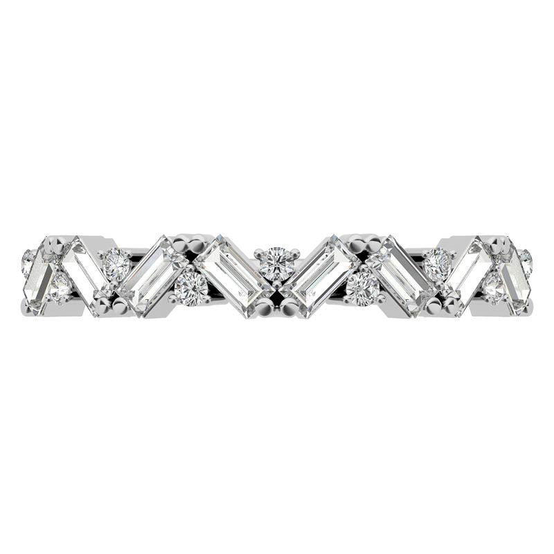 Round and Baguette Moissanite Stackable Band