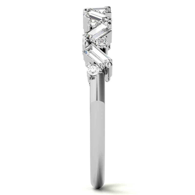 Round and Baguette Moissanite Stackable Band