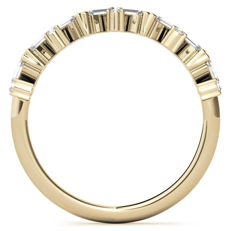 Round and Baguette Moissanite Stackable Band
