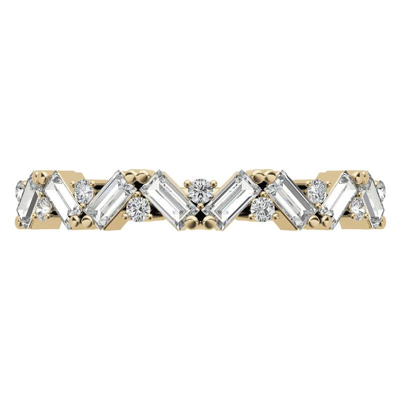 Round and Baguette Moissanite Stackable Band