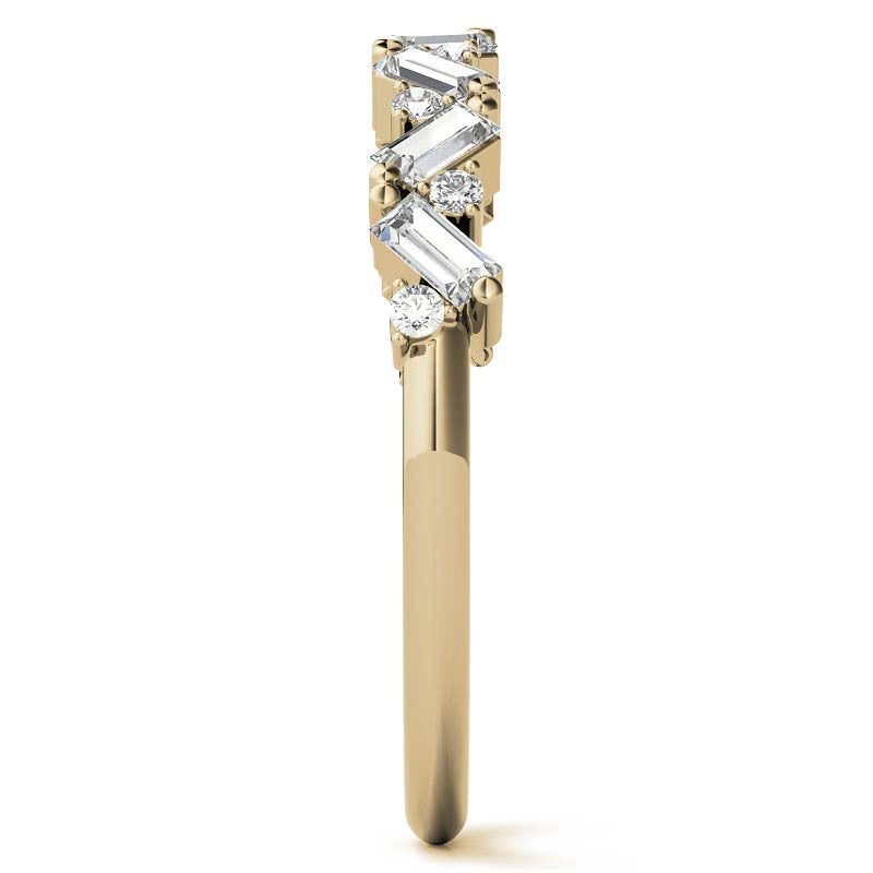 Round and Baguette Moissanite Stackable Band