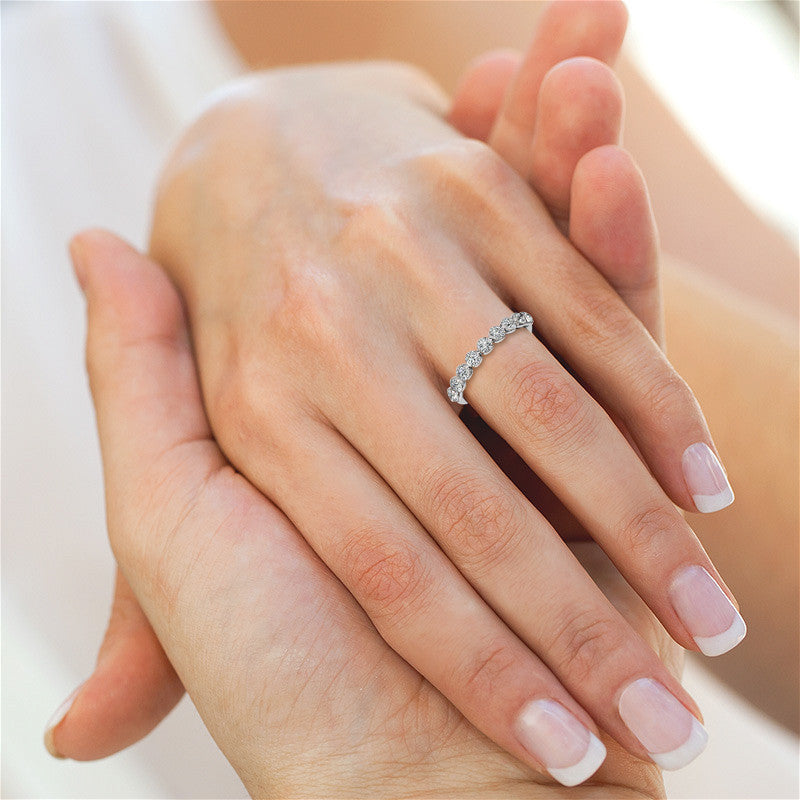 9-Stone 3mm Round Brilliant Moissanite Stackable Band