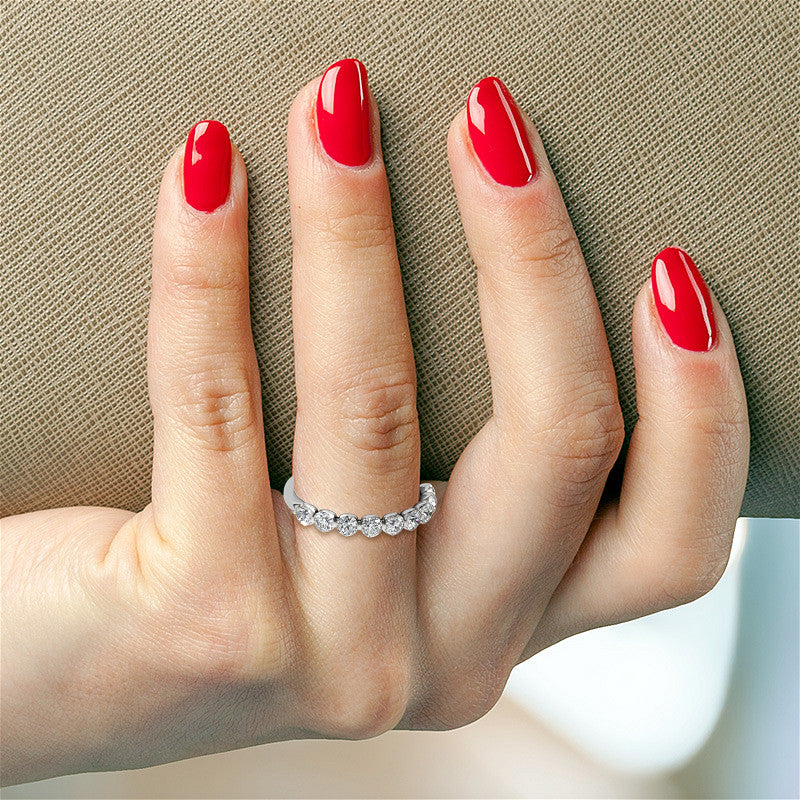 9-Stone 3mm Round Brilliant Moissanite Stackable Band