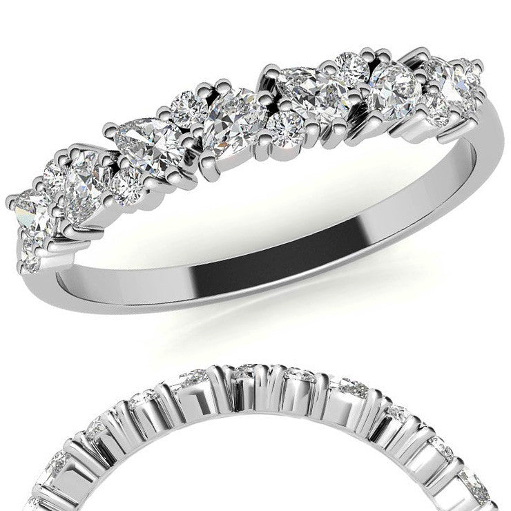 Round and Pear Diamond Stackable Band