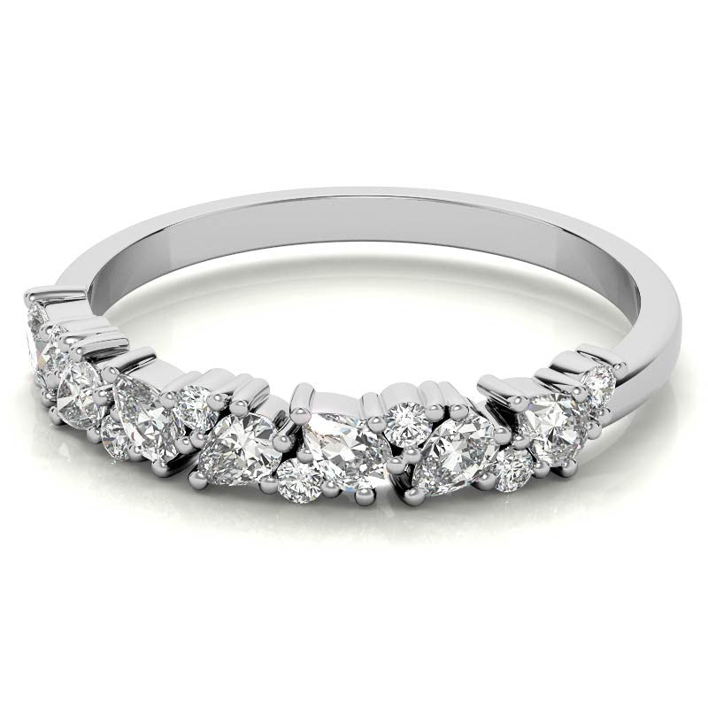 Round and Pear Diamond Stackable Band