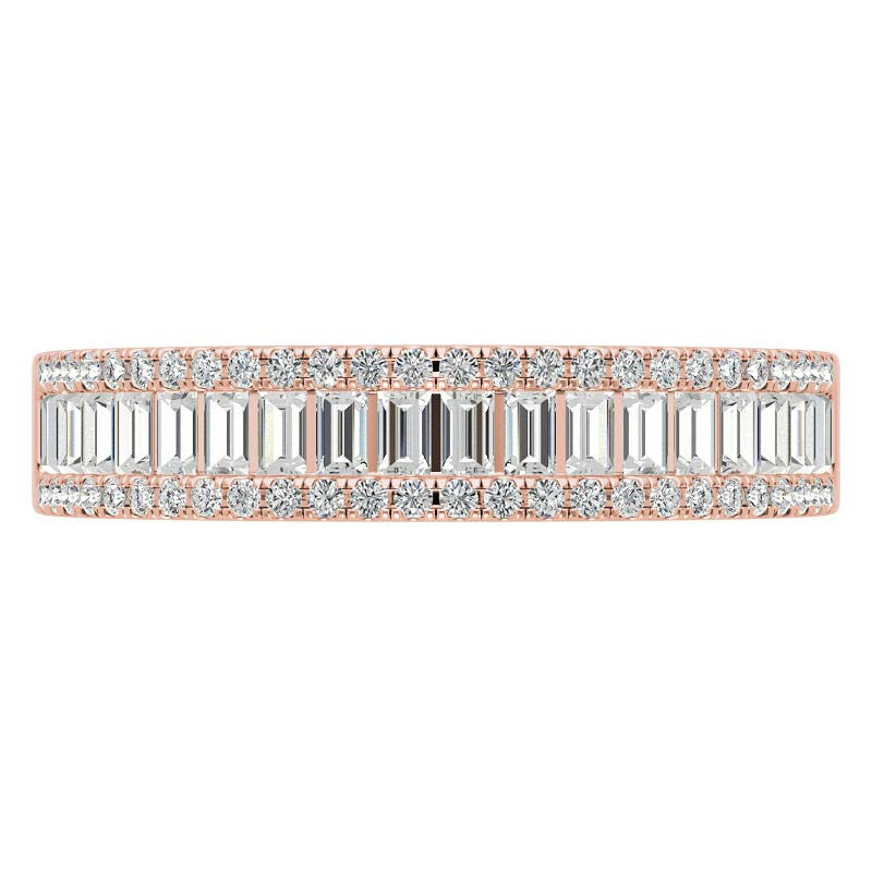 Round and Baguette Diamond Stackable Band