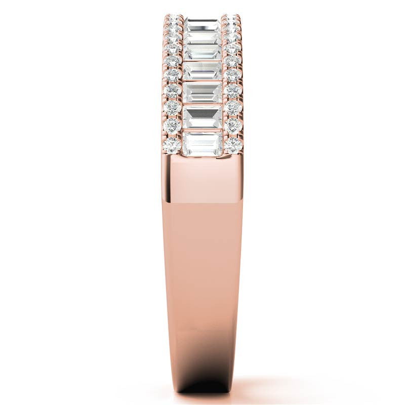 Round and Baguette Diamond Stackable Band
