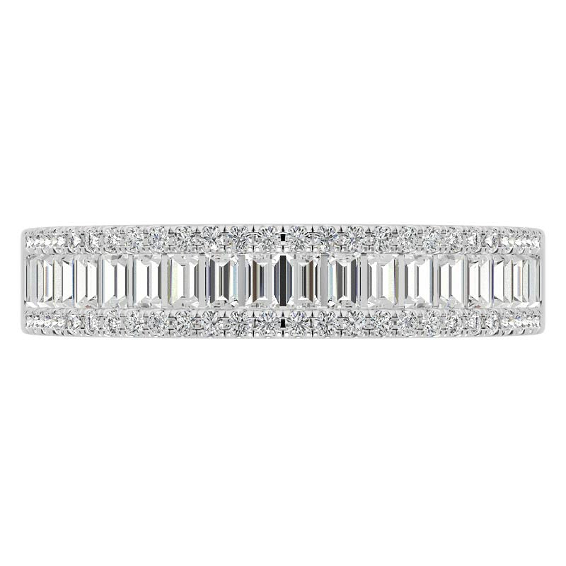 Round and Baguette Diamond Stackable Band