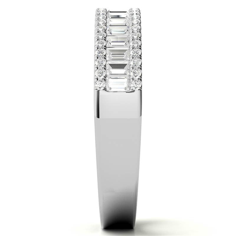 Round and Baguette Diamond Stackable Band