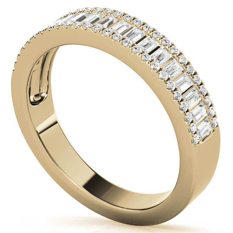 Round and Baguette Diamond Stackable Band