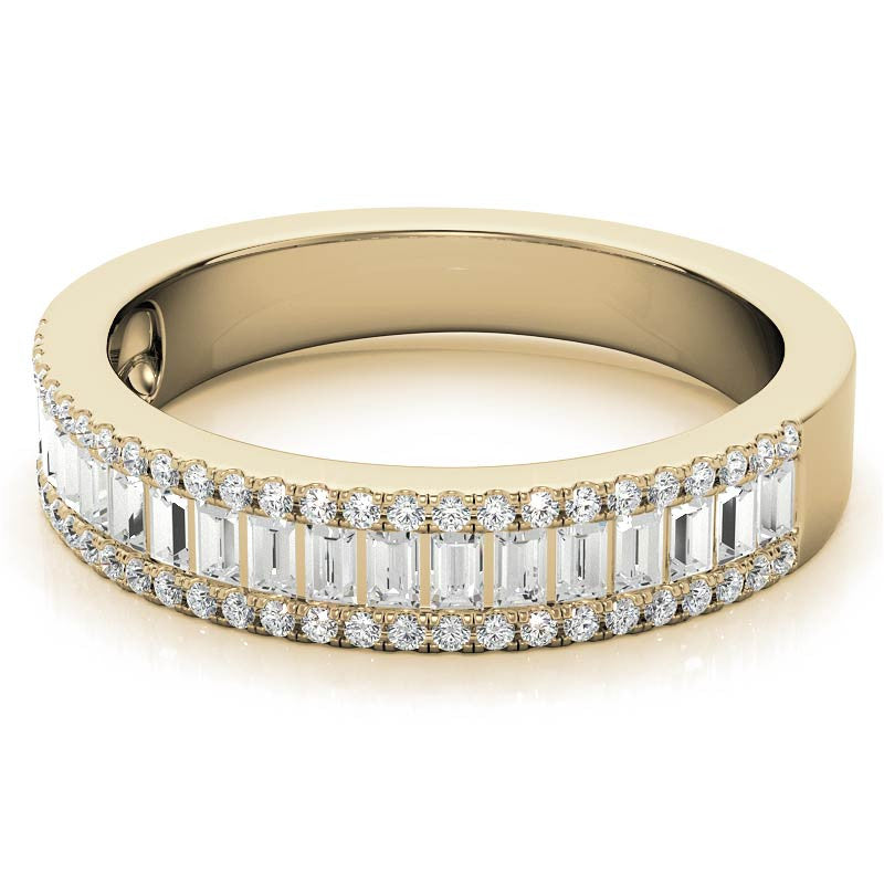 Round and Baguette Diamond Stackable Band