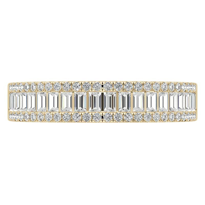 Round and Baguette Diamond Stackable Band